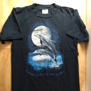Vintage Dolphins Full Moon Endangered Species Awareness T-Shirt